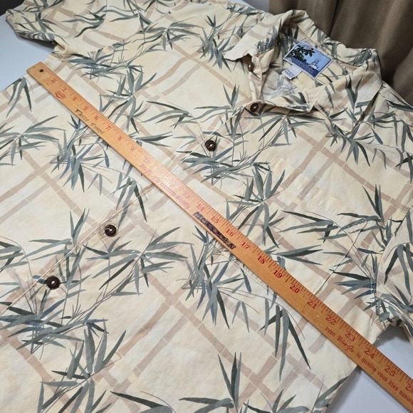 AFTCO Bluewater Mens Shirt Size Large Tan Hawaiian‎ Short Sleeve Beach Fishing - Picture 9 of 11